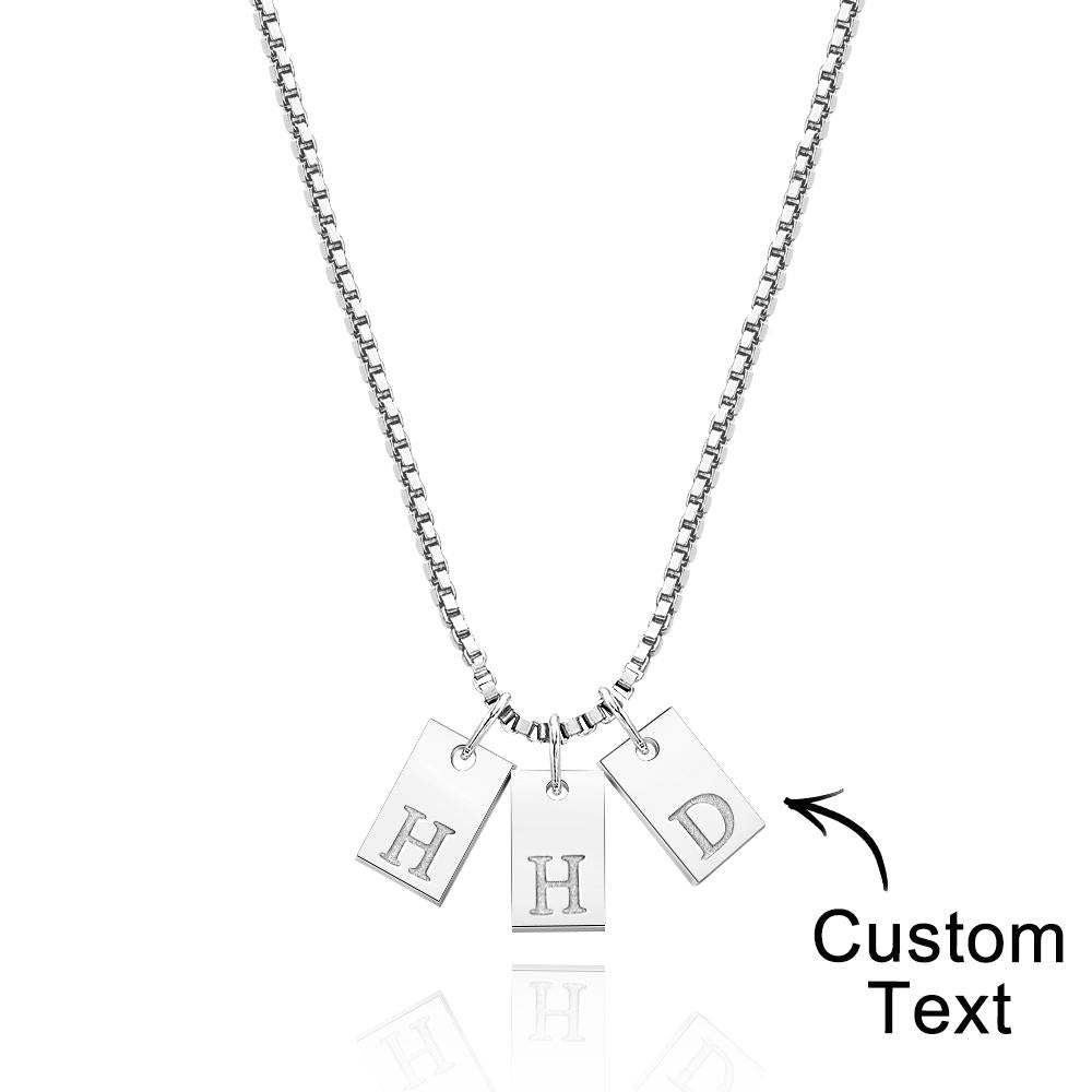 Custom Engraved Necklace Multiple Bar Initial Letter Charm Gifts - soufeelus