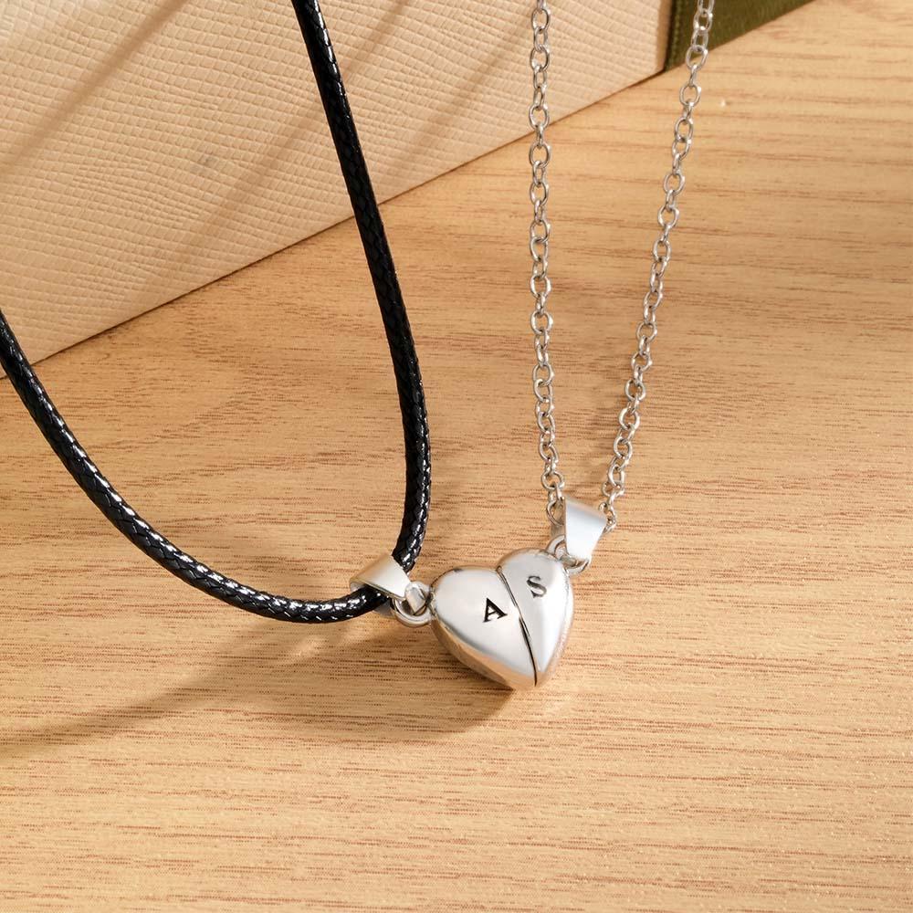 Custom Letter Magnetic Heart Necklace Fashion Chain Necklace For Couples - soufeelus