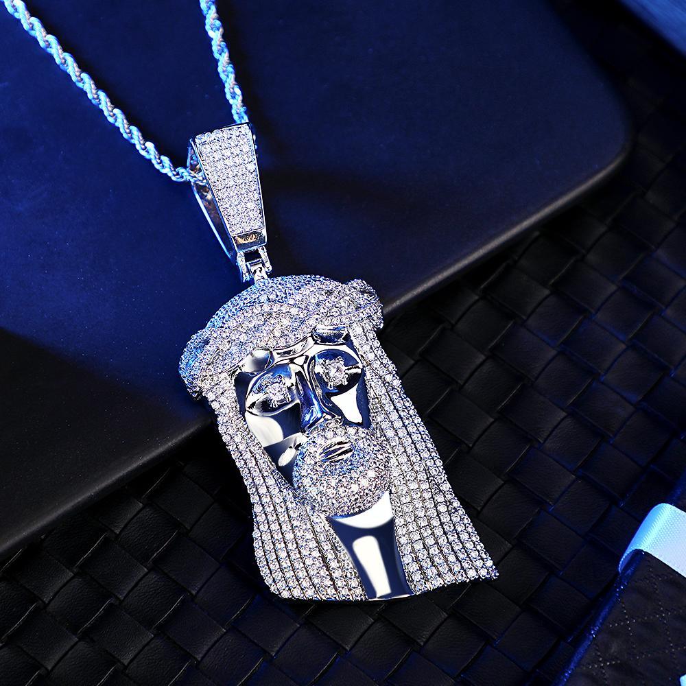 Engraved Hip Hop Necklace Jesus Large Pendant Necklace Gift For Him - soufeelus