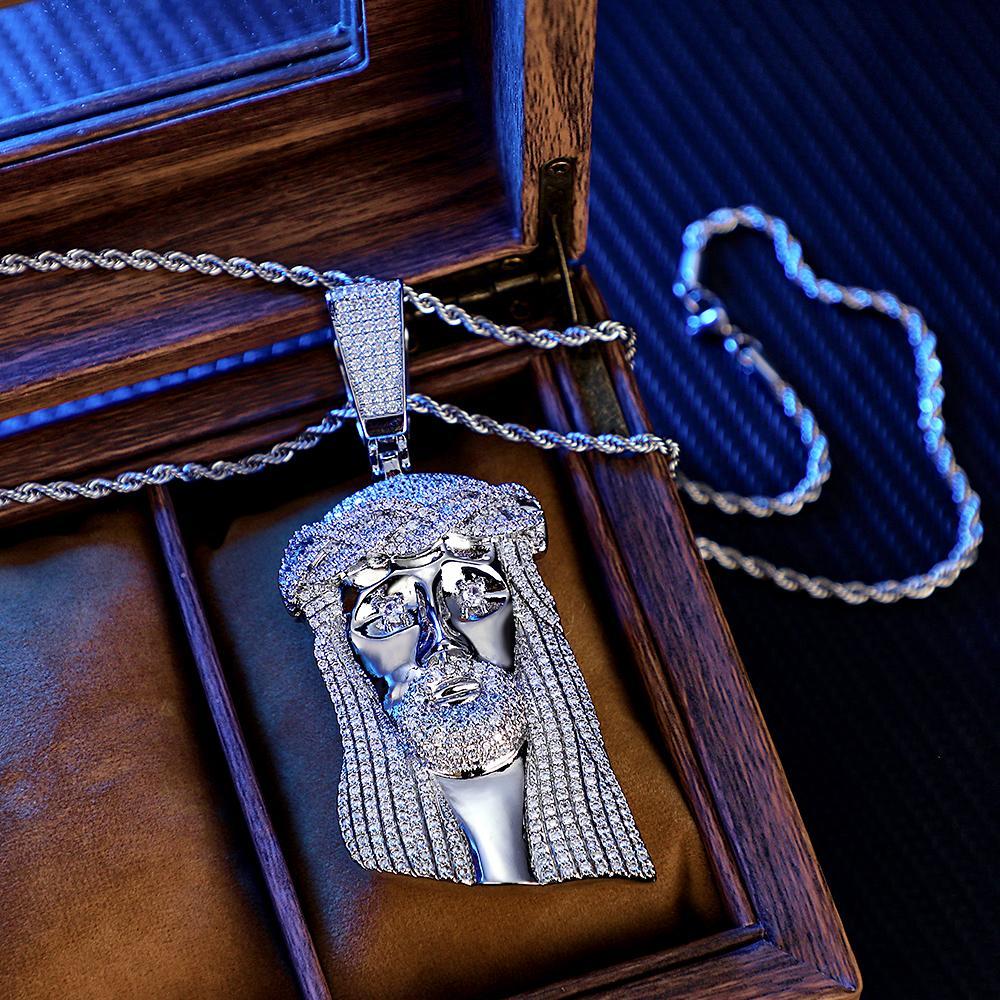 Engraved Hip Hop Necklace Jesus Large Pendant Necklace Gift For Him - soufeelus