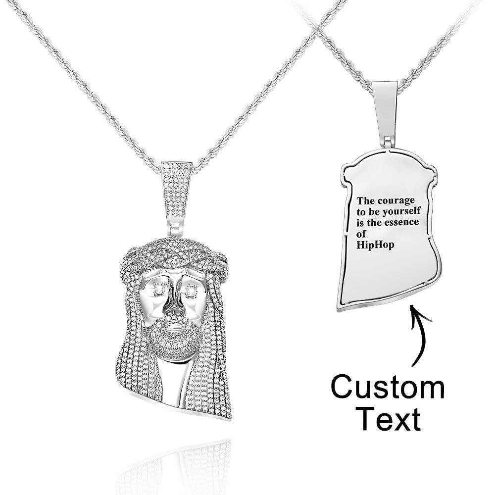Engraved Hip Hop Necklace Jesus Large Pendant Necklace Gift For Him - soufeelus