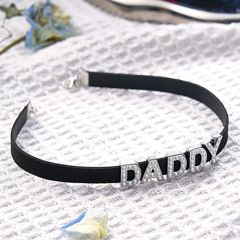 Custom Fashion Letter Necklace Black Leather Choker Collar Personalized Sexy Party Name Necklace Jewelry - soufeelus