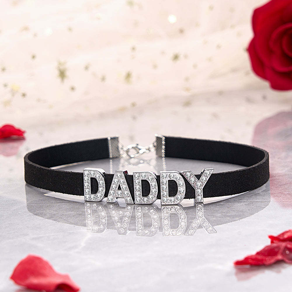 Custom Fashion Letter Necklace Black Leather Choker Collar Personalized Sexy Party Name Necklace Jewelry - soufeelus