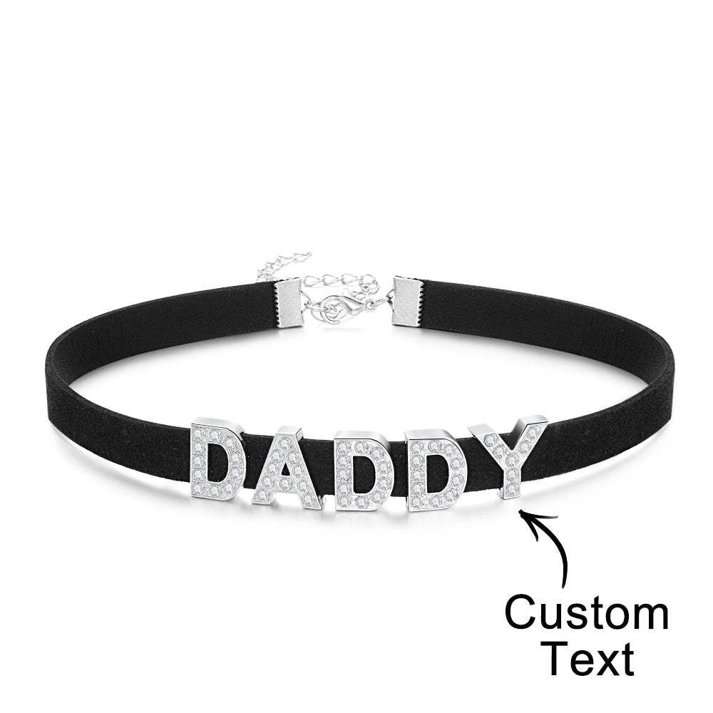 Custom Fashion Letter Necklace Black Leather Choker Collar Personalized Sexy Party Name Necklace Jewelry - soufeelus