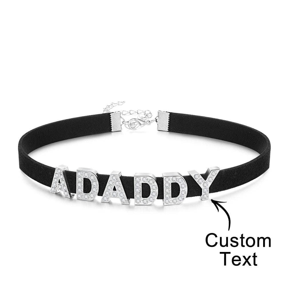 Custom Fashion Letter Necklace Black Leather Choker Collar Personalized Sexy Party Name Necklace Jewelry - soufeelus