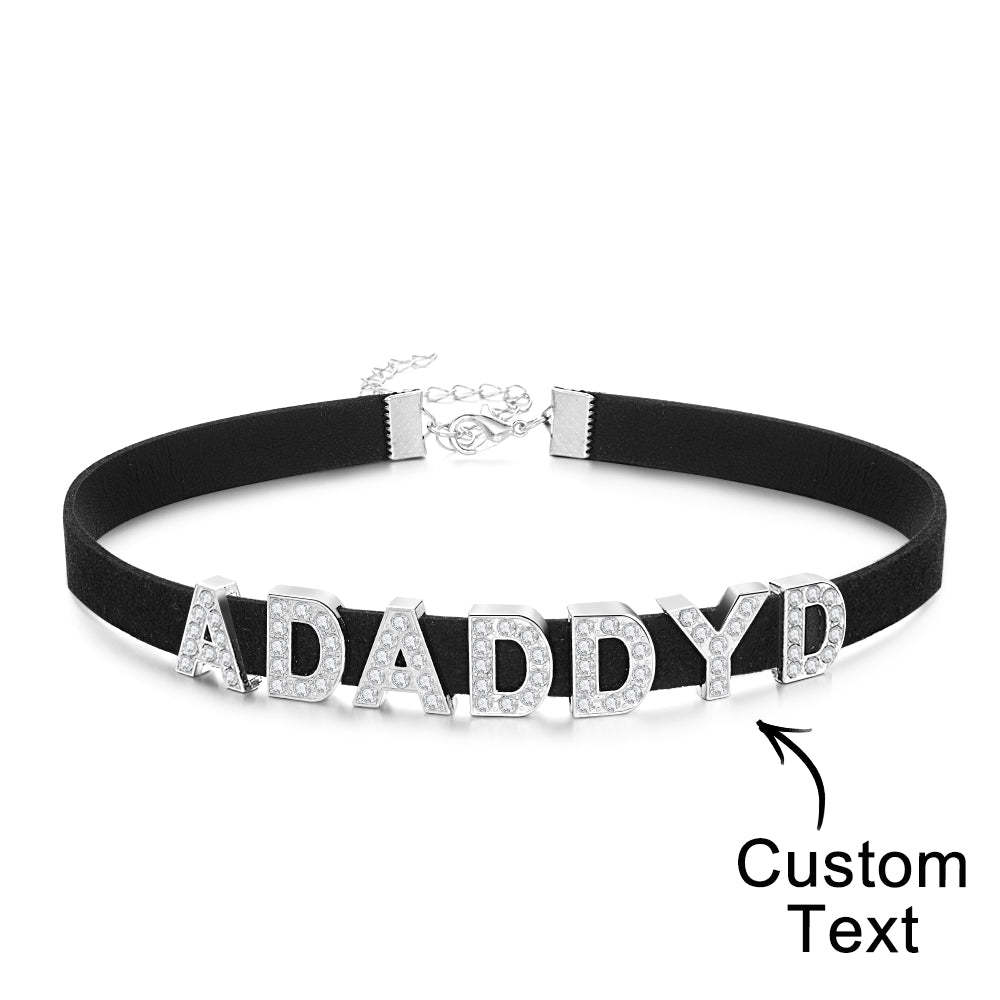 Custom Fashion Letter Necklace Black Leather Choker Collar Personalized Sexy Party Name Necklace Jewelry - soufeelus