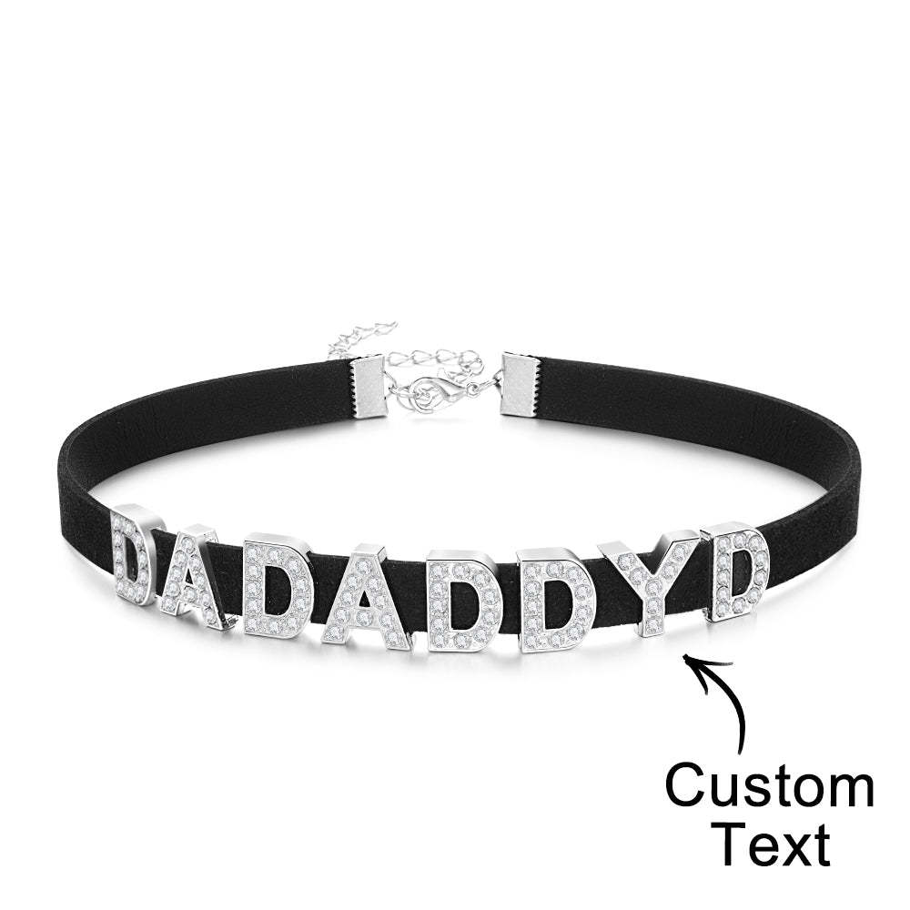 Custom Fashion Letter Necklace Black Leather Choker Collar Personalized Sexy Party Name Necklace Jewelry - soufeelus