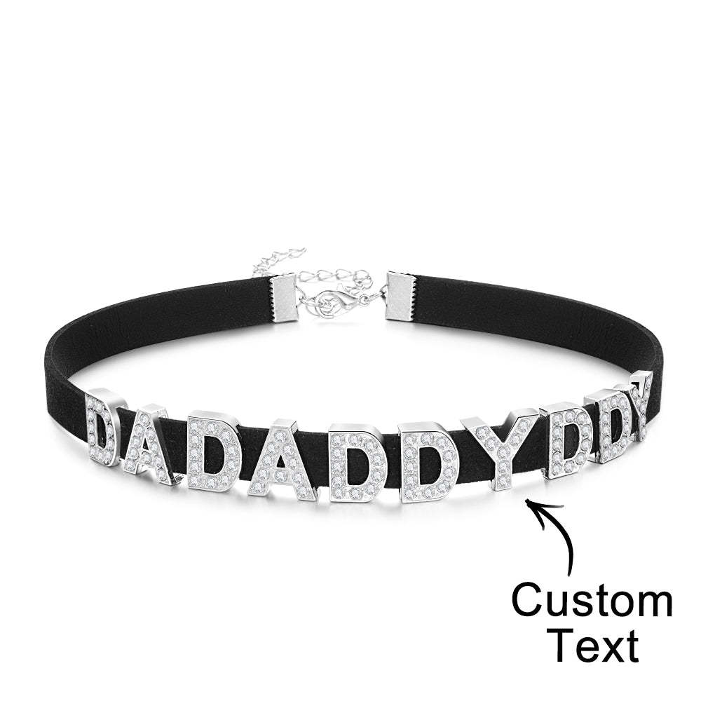 Custom Fashion Letter Necklace Black Leather Choker Collar Personalized Sexy Party Name Necklace Jewelry - soufeelus