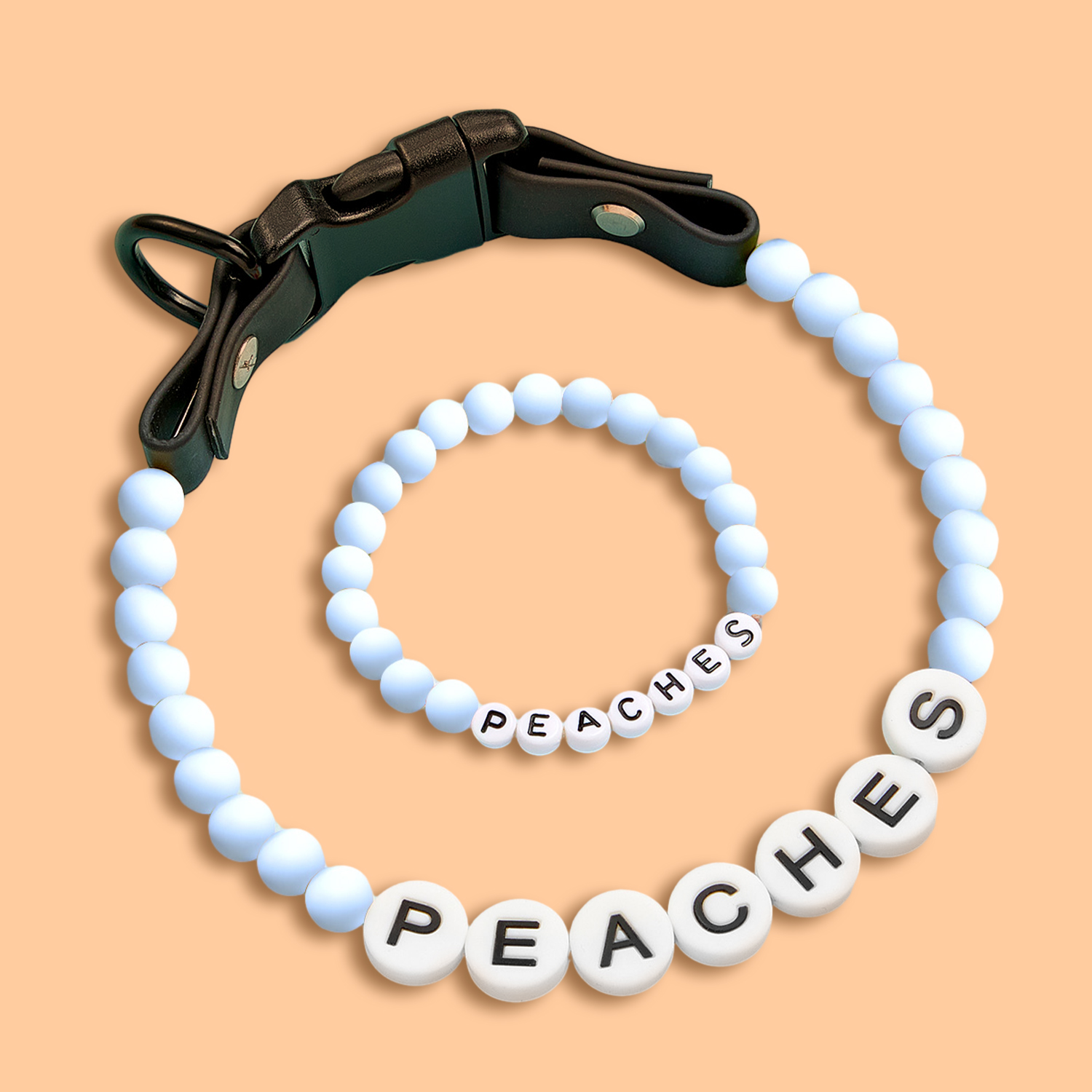 Personalized Name Beaded Pet Collar and Owner Bracelet Set – Custom Necklace for Pet Lovers