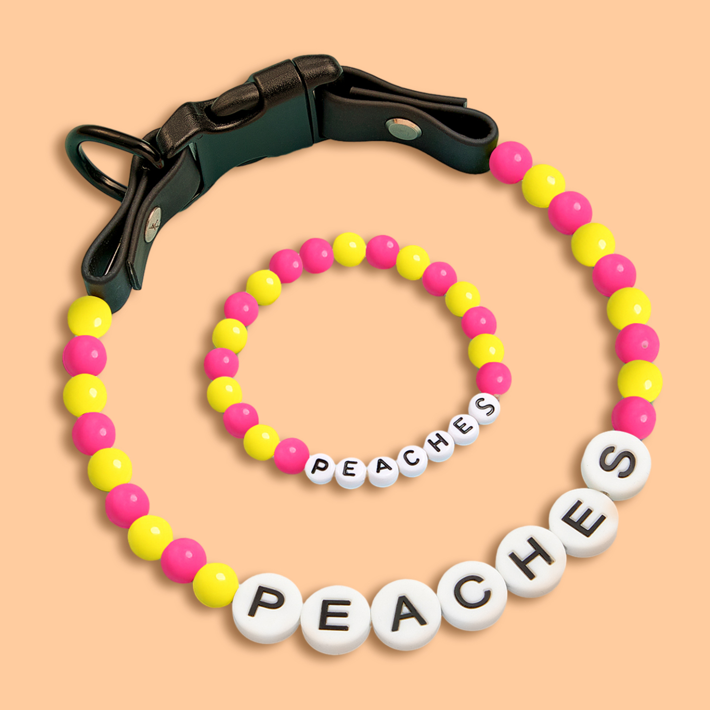 Personalized Name Beaded Pet Collar and Owner Bracelet Set – Custom Necklace for Pet Lovers