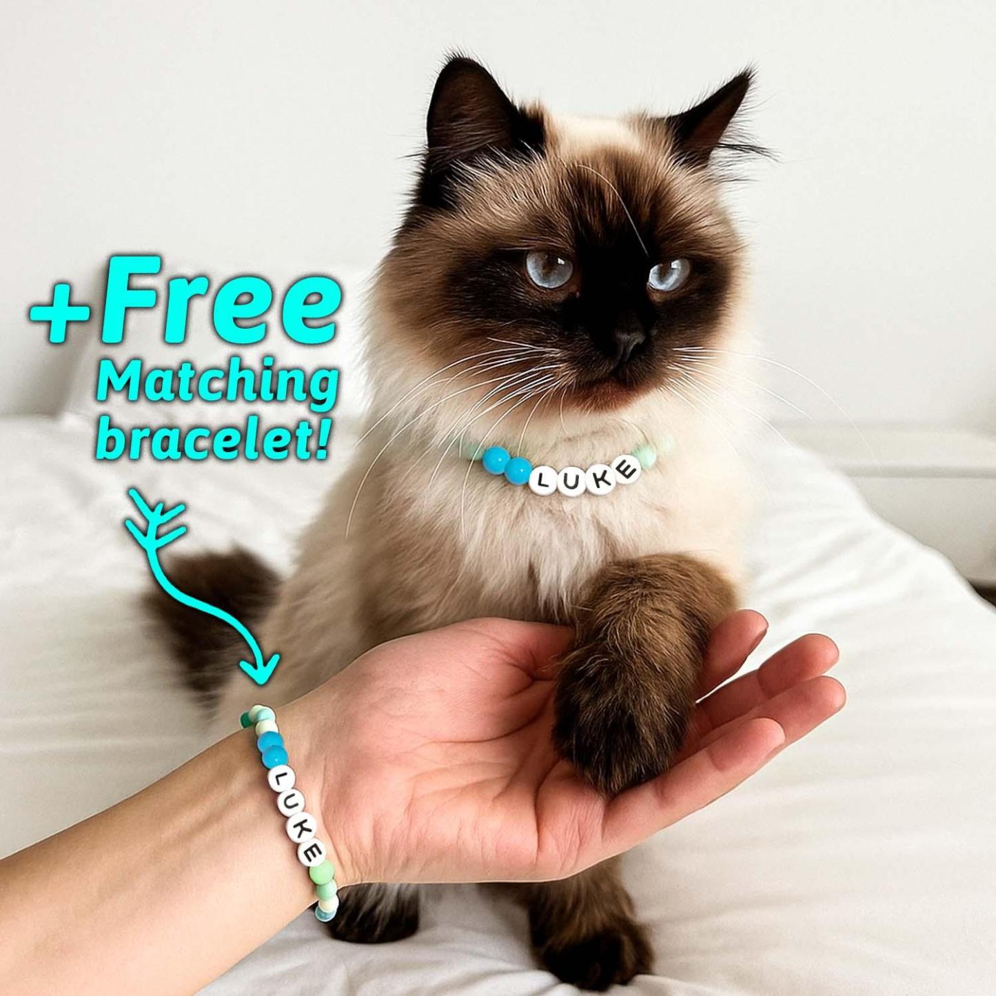 Personalized Pet Name Necklace – Comes with a Free Matching Bracelet Gift for Dog