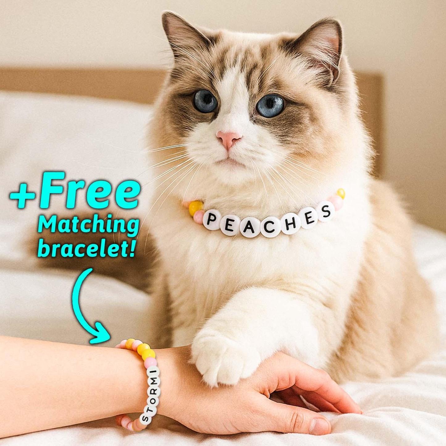 Personalized Pet Name Necklace – Comes with a Free Matching Bracelet Gift for Dog
