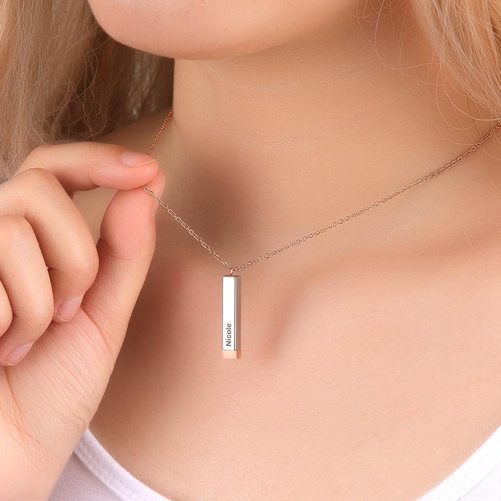 Hidden Message Necklace Custom Engraved Necklaces Pull-out Lettering Necklace Bar Necklace Gifts For Her - soufeelus