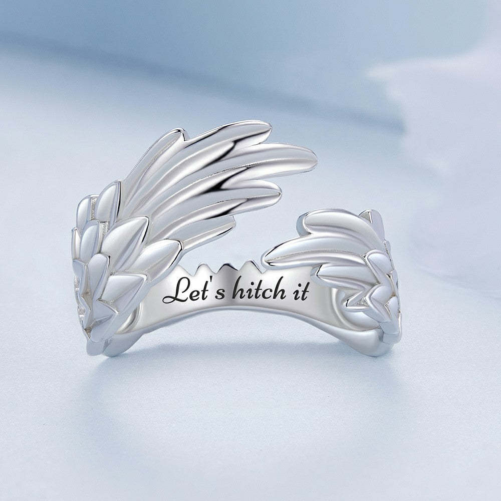 angel wings open ring 925 sterling silver kr154