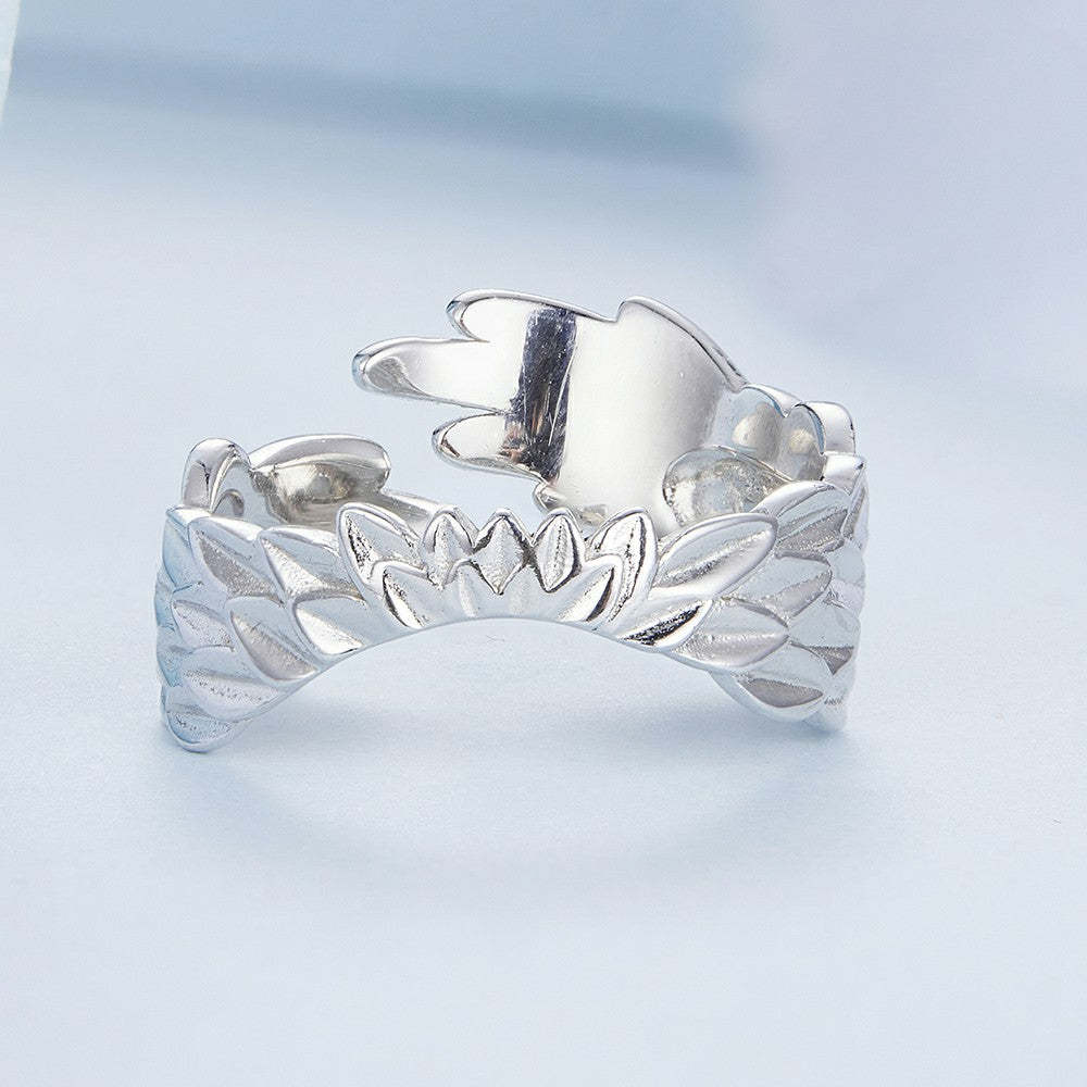 angel wings open ring 925 sterling silver kr154