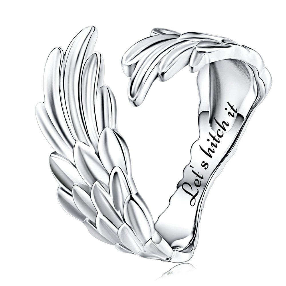 angel wings open ring 925 sterling silver kr154