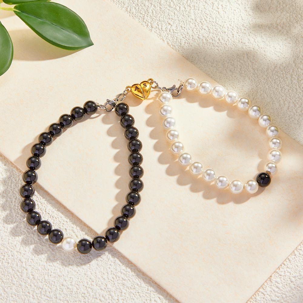 Cutom Engraved Bracelet Magnetic Heart Matching Couple Gifts - soufeelus