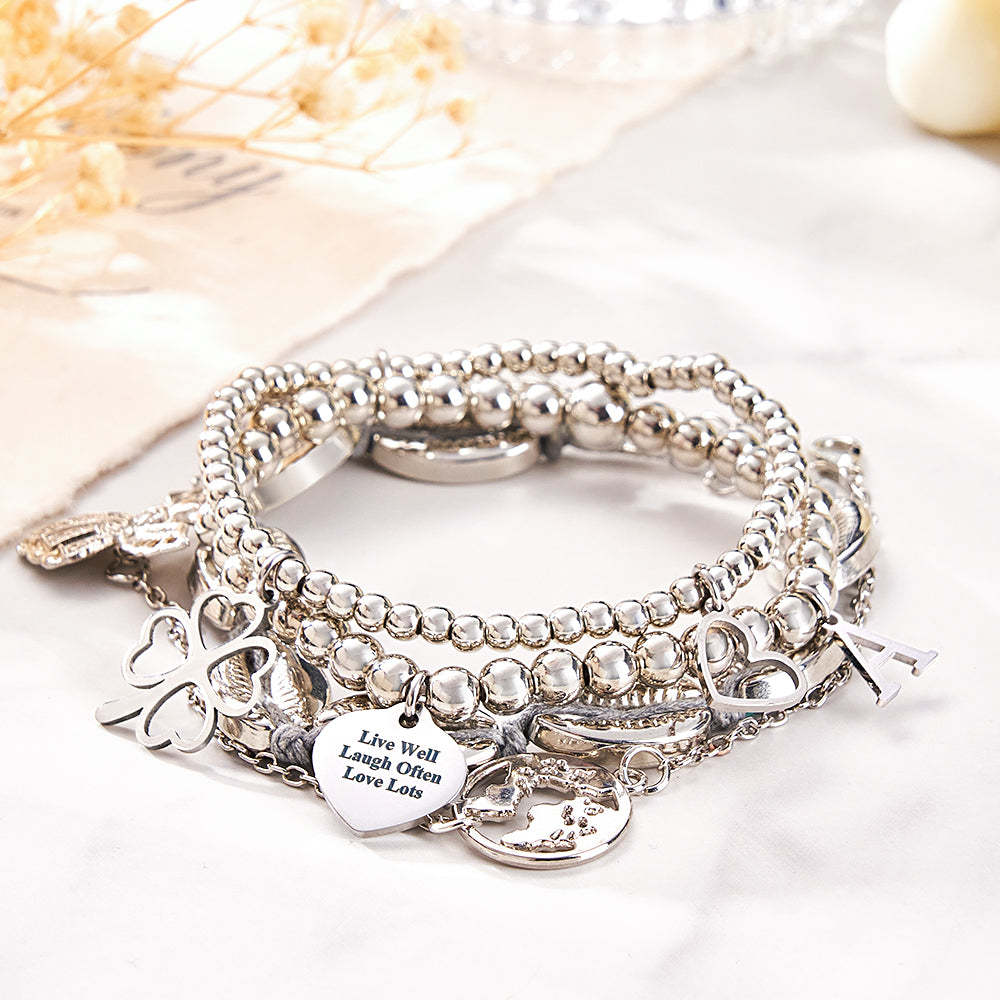 Custom Engraved Bracelet Stack Metal Unique Gift - soufeelus