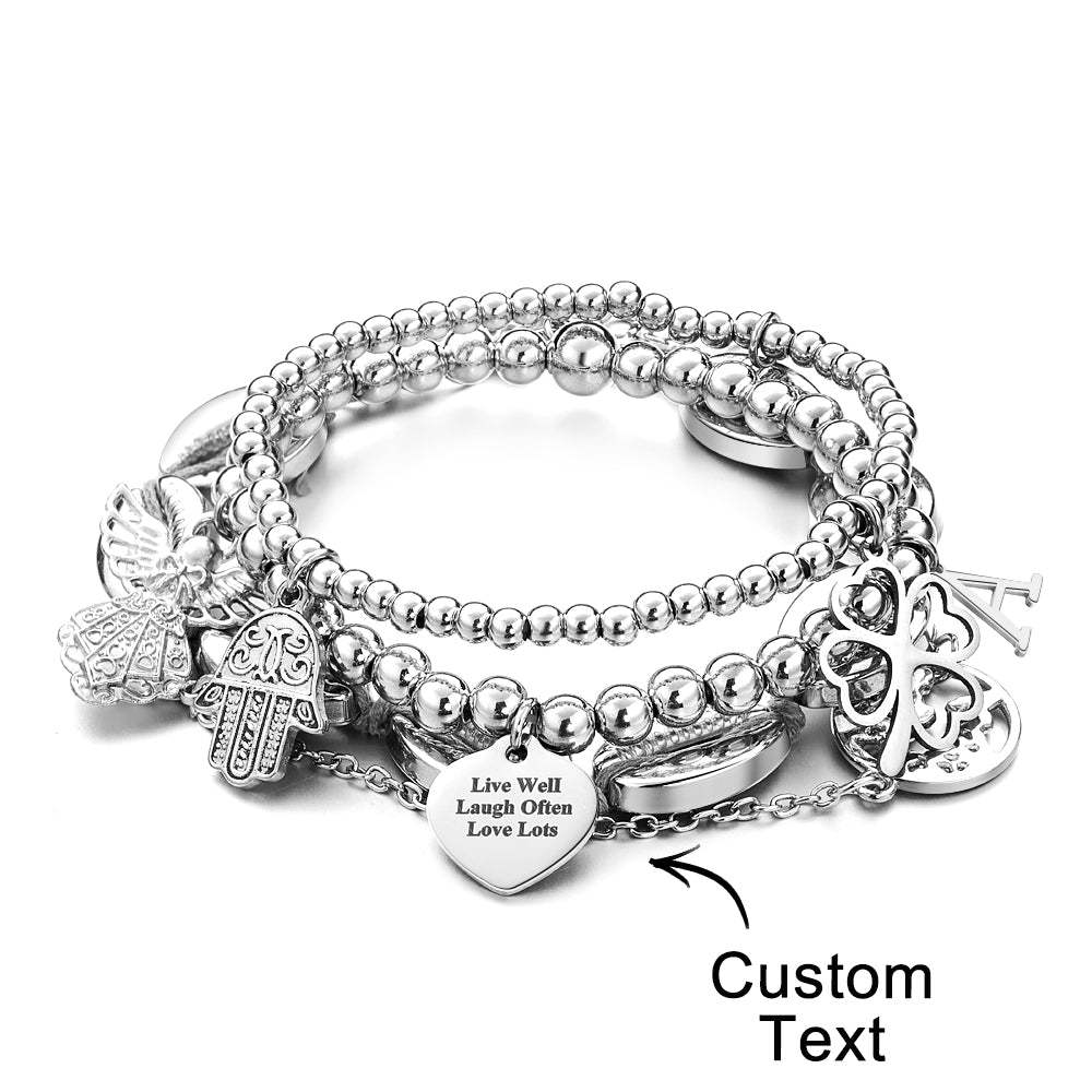 Custom Engraved Bracelet Stack Metal Unique Gift - soufeelus