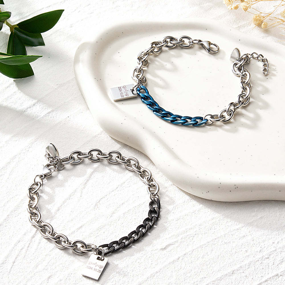 Personalized Engraved Bracelet Splicing Chain Fashion Gift - soufeelus