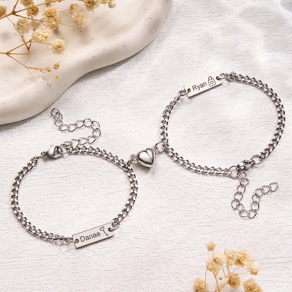 Personalized Matching Bracelets for Couples Custom Couples Bracelets for bf and gf Valentine's Day Christmas Birthday - soufeelus
