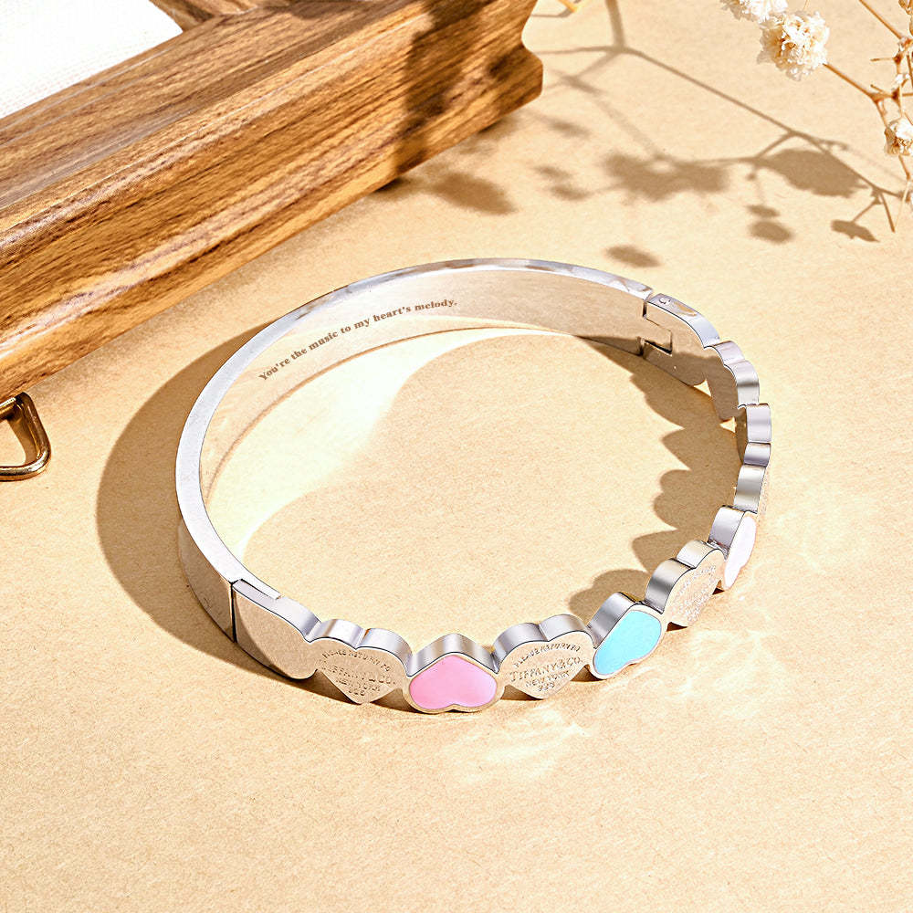 Engravable Peach Heart Bracelet Sweet Cute Colorful Bracelet Jewelry Gift For Her - soufeelus