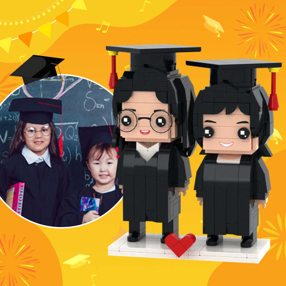 Graduation Gift for Kids  Customizable Fully Body 2 People Graduation Gift Ideas For Guys Custom Brick Figures Children and Friends Brick Figures - soufeelus