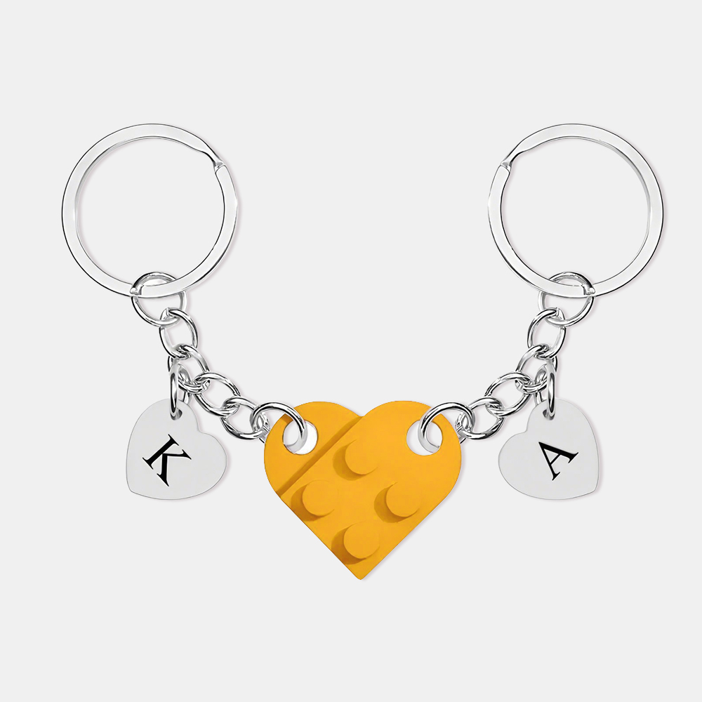 Personalized Handmade Heart Bag Charm Set Custom Couple Gift for Valentine's Day/Anniversary, Custom Engraved Love Keyrings for Him & Her