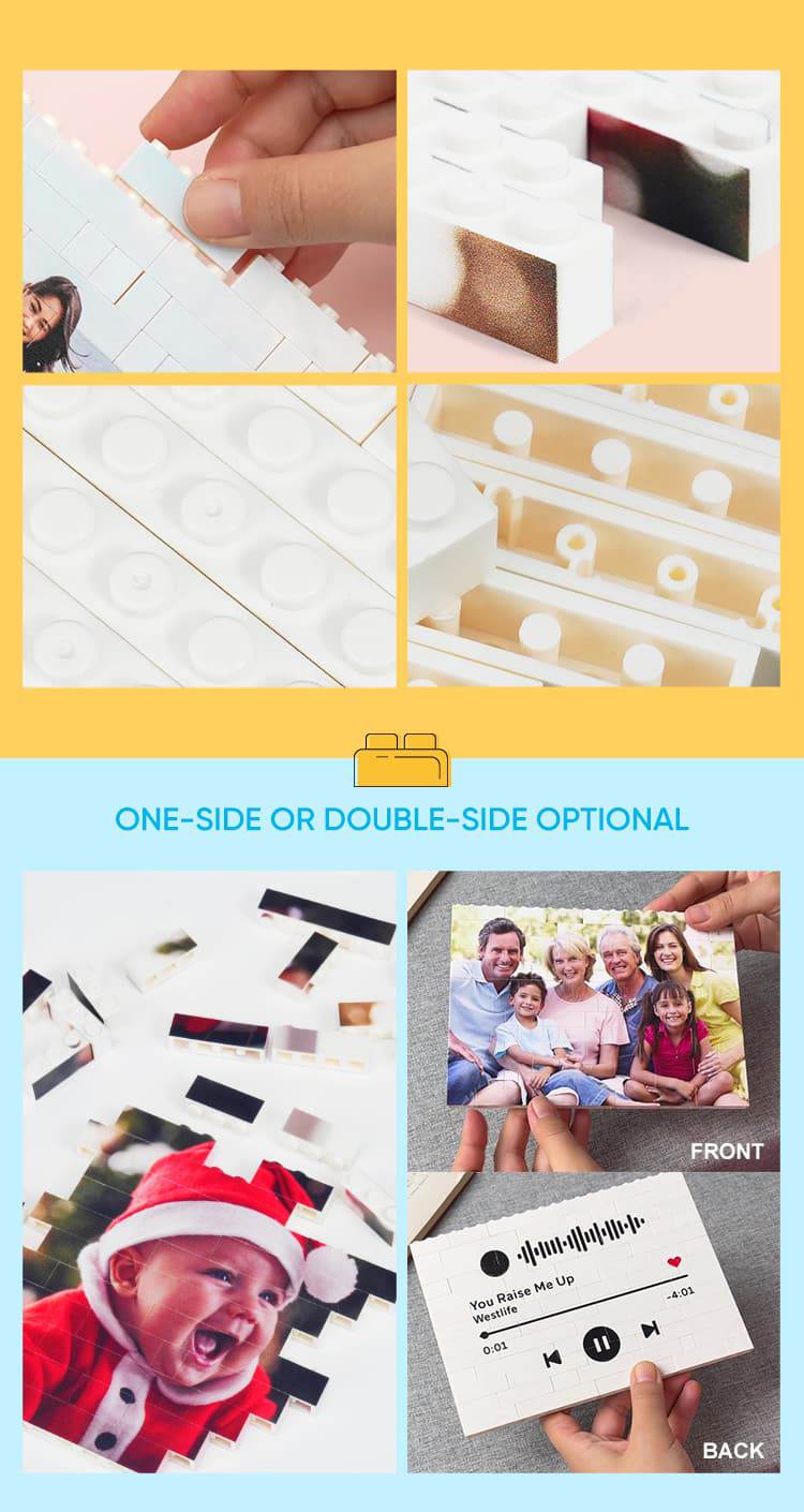 Personalised Photo Building Brick Custom Block Square Shape For Couple detail