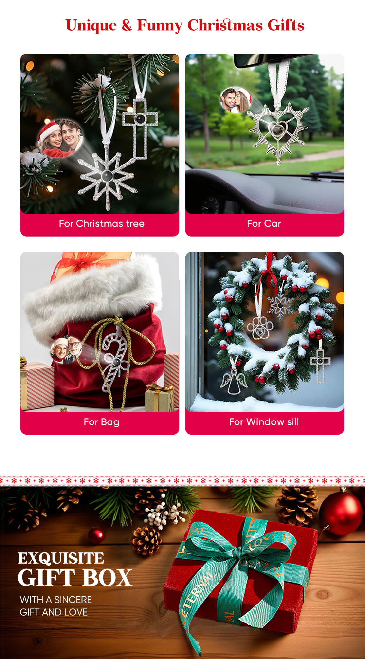 Personalized Paw Photo Ornament Custom Projection Ornaments Christmas Gifts for Pet Lovers Memorial Gifts detail image 7