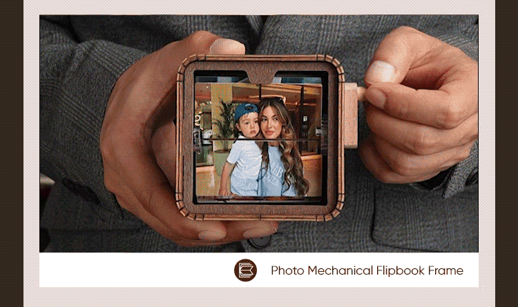 Custom 16 Photos Music Flipbook Frame Animation Machine Mechanical Hand Cranked Photo Album with Light Halloween Gift detail image 3