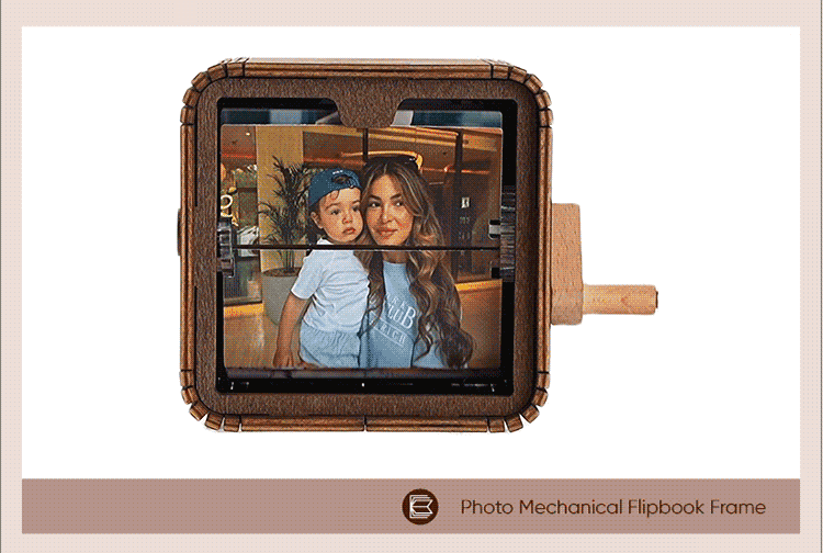 Custom 16 Photos Music Flipbook Frame Animation Machine Mechanical Hand Cranked Photo Album with Light Halloween Gift detail image 7