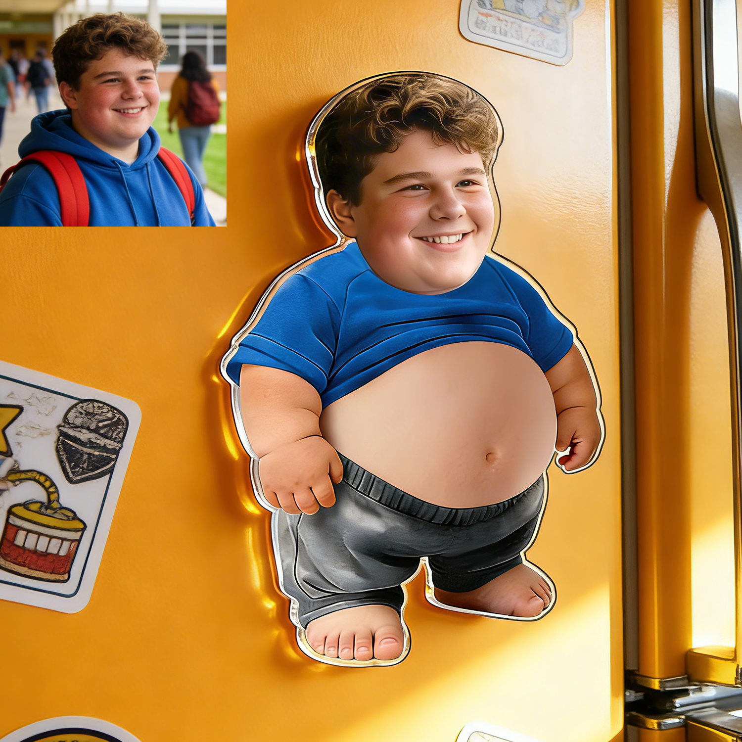 Custom Face Squishy Belly Anti-collision Fridge Magnet – Personalized Photo Fridge Magnet with Soft Squeeze Belly, Cute Funny Gift for Her or Him