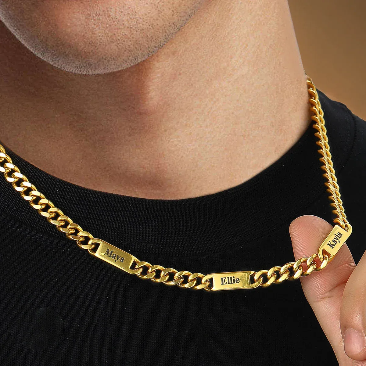 Personalized Engraving 1-6 Name Cuban Chain Necklace