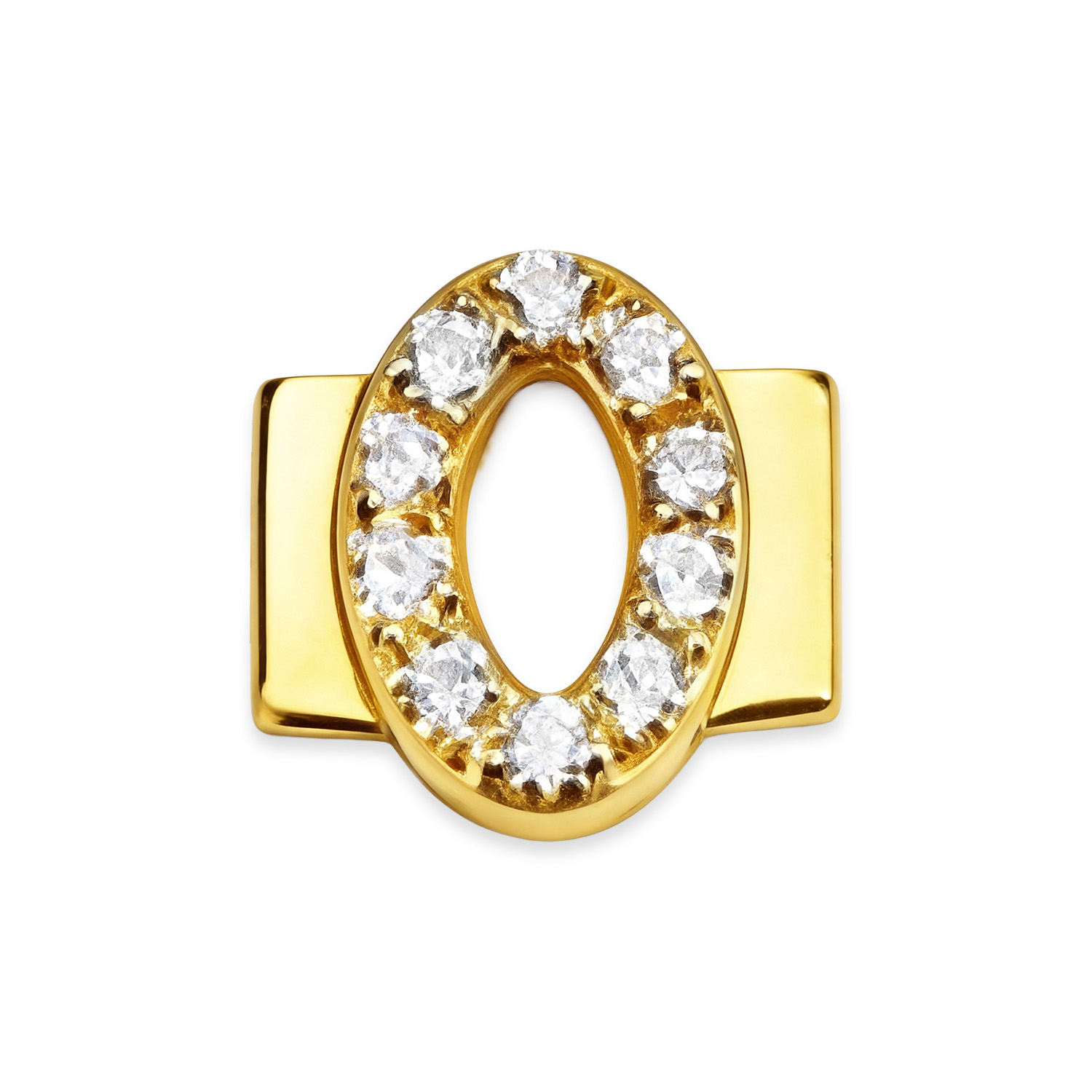 Letter With Diamond O Charm - Gold