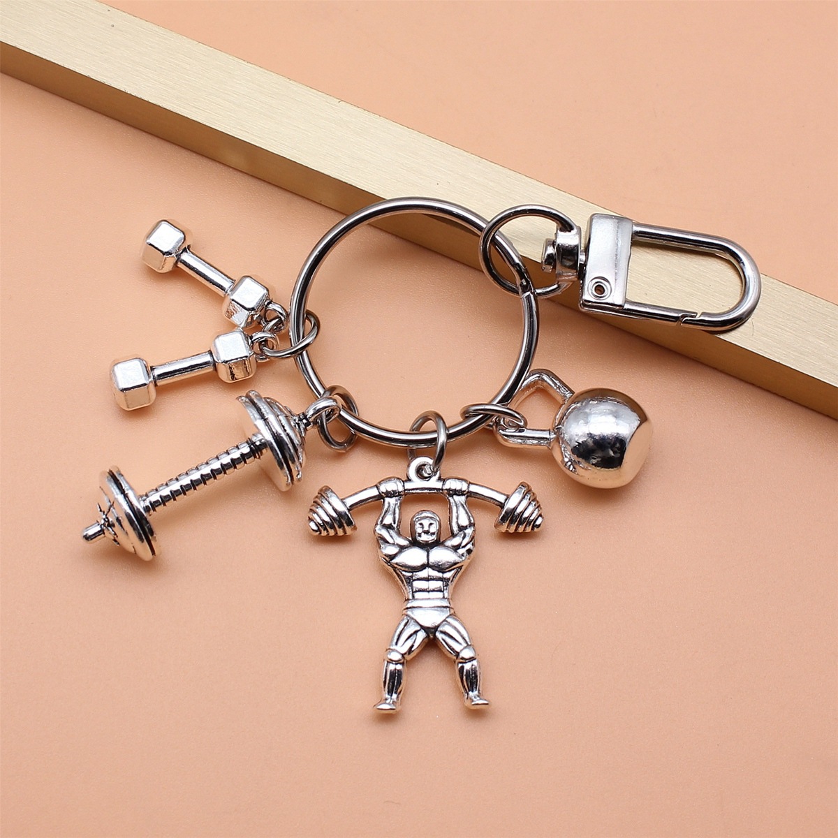 Fashion Barbell Dumbbell Fitness Gym Keychain Bag Purse Charm