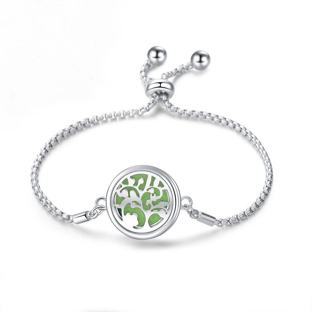 Stainless Steel Hollow Tree of Life Aromatherapy Bracelet Essential Oil Openable Adjustable Size Magnetic Bracelet Creative Couple Gifts