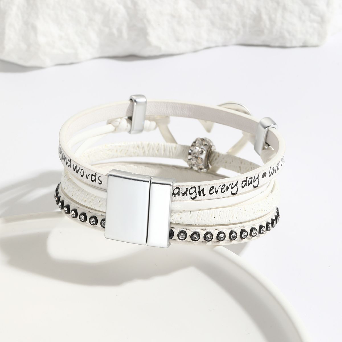 Personalized Engraving Vintage Heart Bracelet Leather Bohemian Bracelet Gift for Her