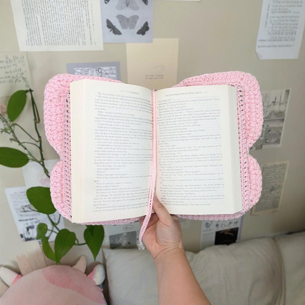 Butterfly Crochet Knitted Book Cover Multicolor Wool Handmade Home Pink Butterfly Book Cover