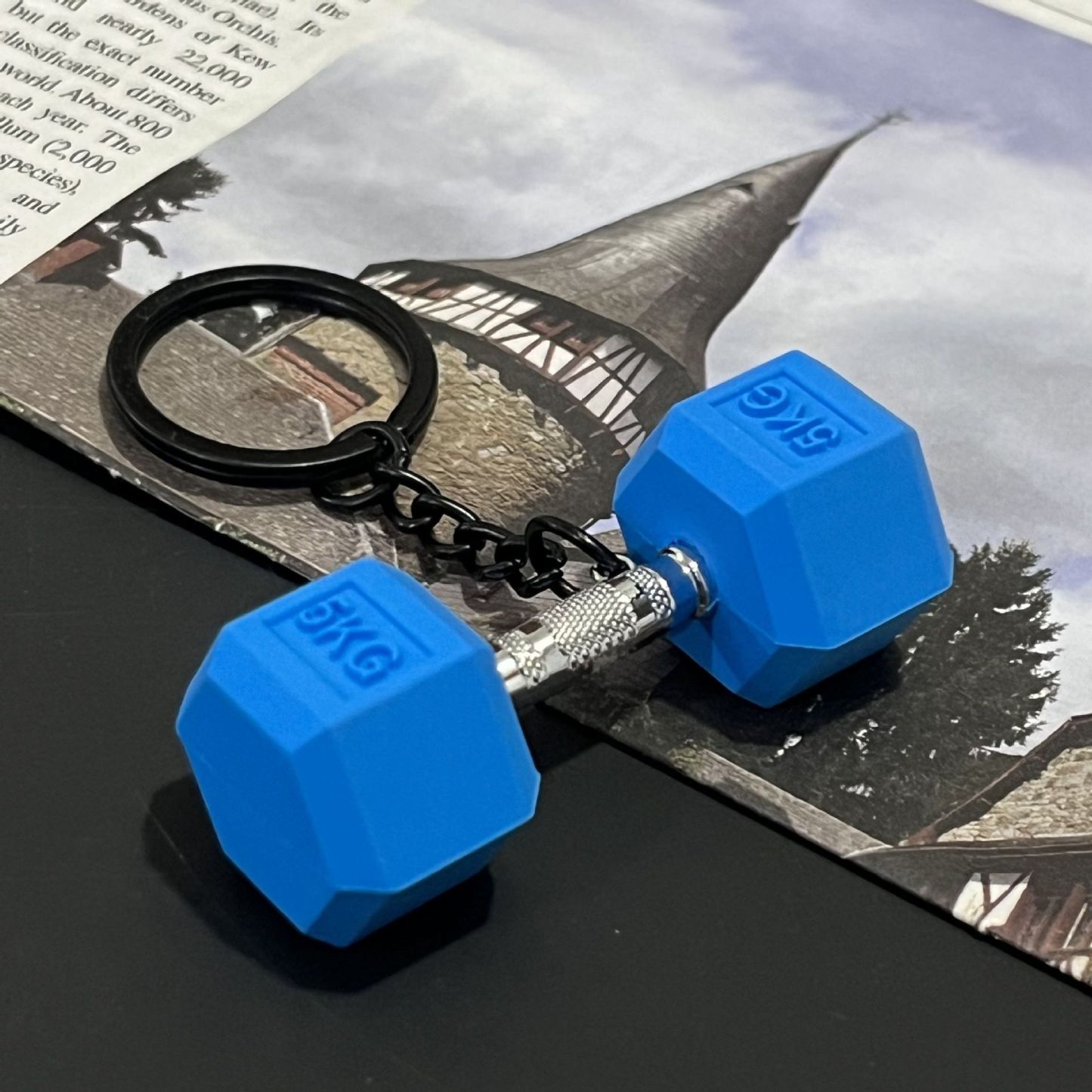 Dumbbell Keychain Accessories Equipment Pendant Metal Rubber Mini Backpack Keychain