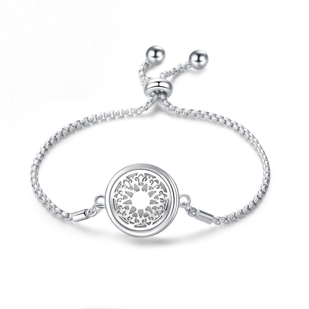 Stainless Steel Hollow Tree of Life Aromatherapy Bracelet Essential Oil Openable Adjustable Size Magnetic Bracelet Creative Couple Gifts