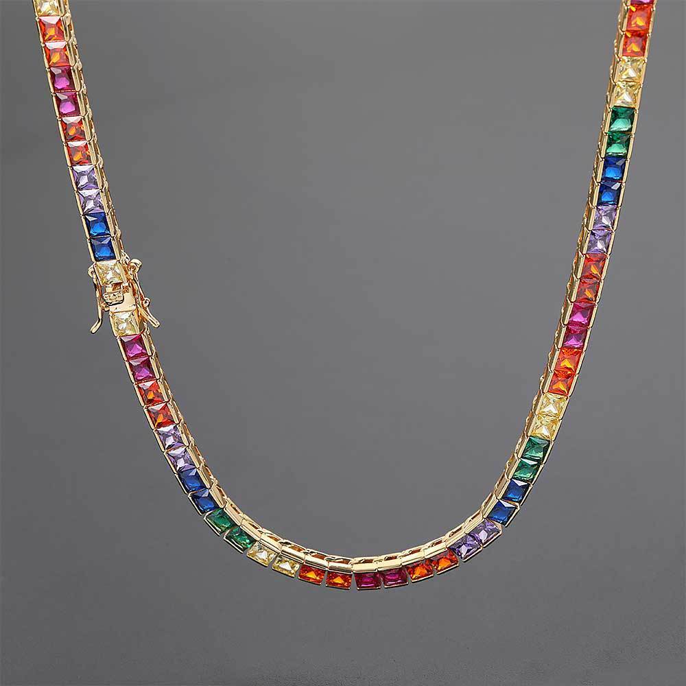 Multi-color Single Row Tennis Necklace - soufeelus