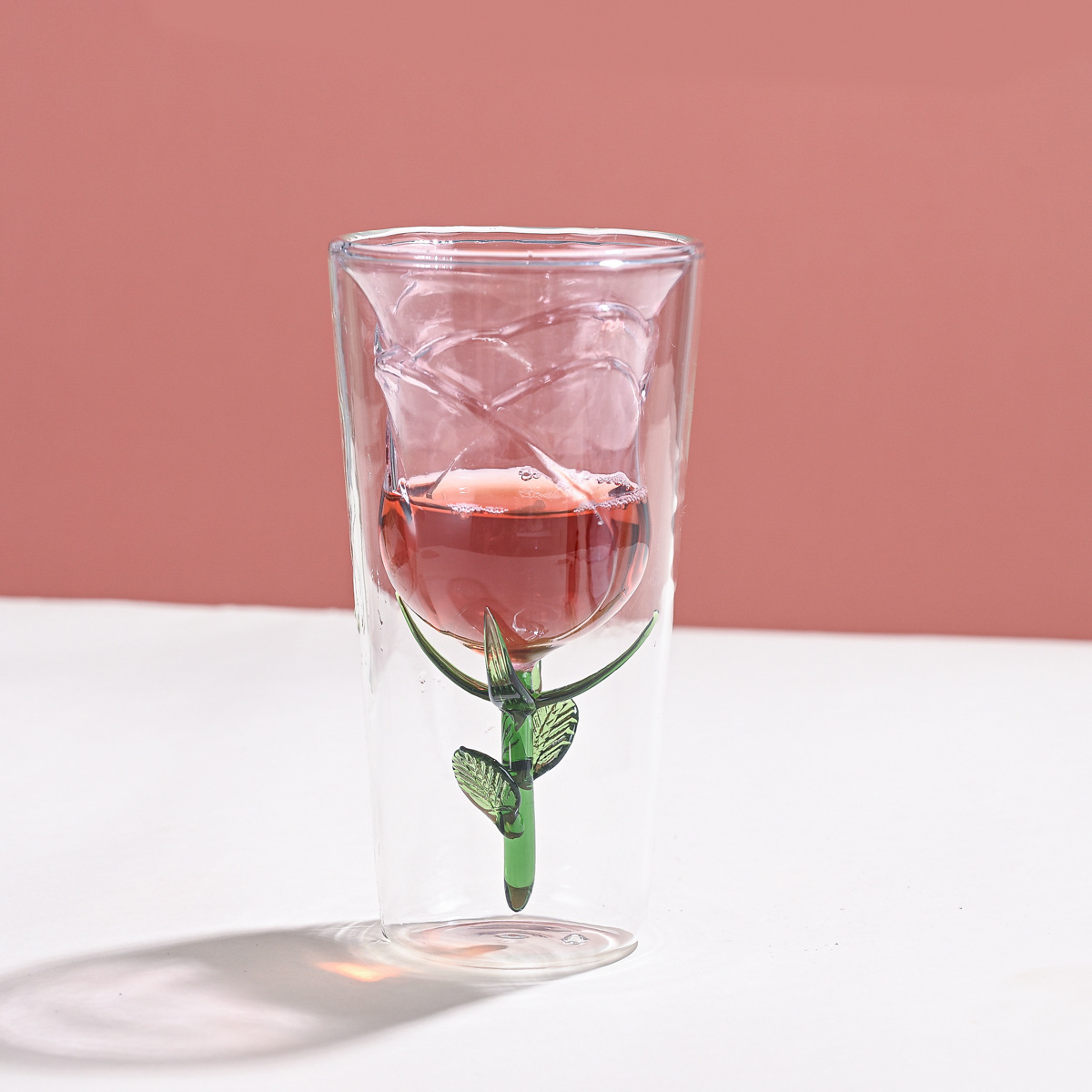 Double Layer Rose Glass Cup Mother'S Day Gift For Mom