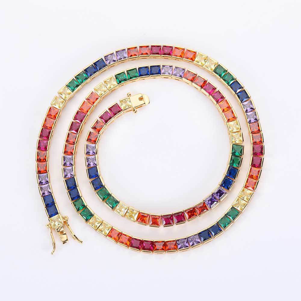 Multi-color Single Row Tennis Necklace - soufeelus