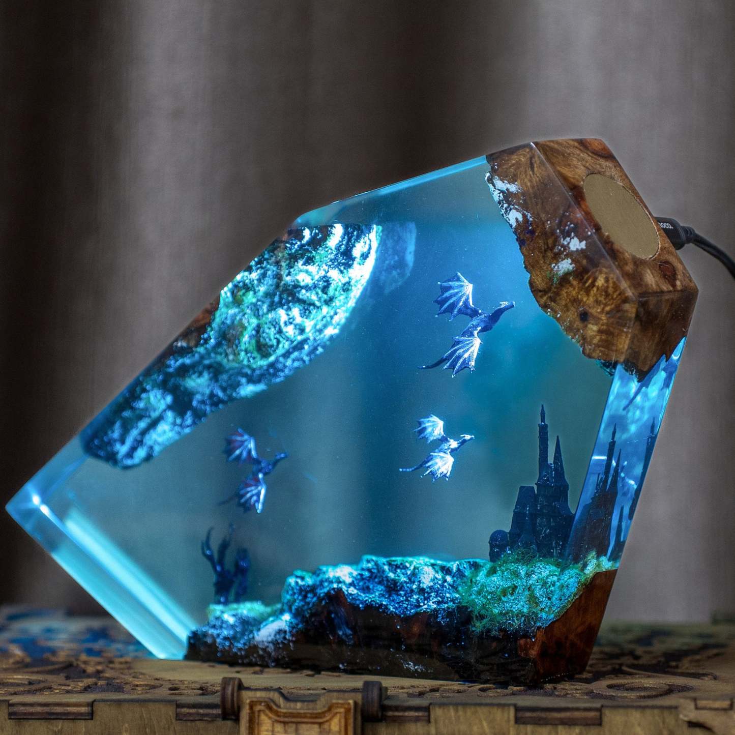 Fire Dragon And Ice Dragon Resin Lamp Dragon Resin Night Light 3D Dragon Night Light Lighting Home Gift For Him - soufeelus