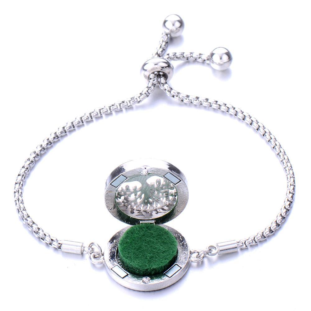 Stainless Steel Hollow Tree of Life Aromatherapy Bracelet Essential Oil Openable Adjustable Size Magnetic Bracelet Creative Couple Gifts