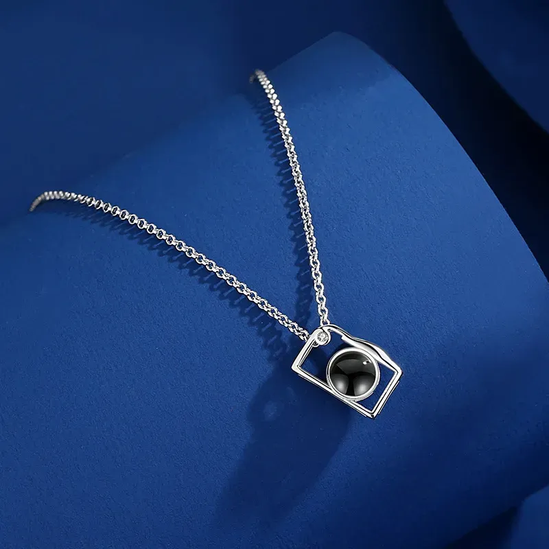 Custom Photo Necklace Cartoon Style Projection Creative Camera Shape Gifts Anniversary Gifts for Her
