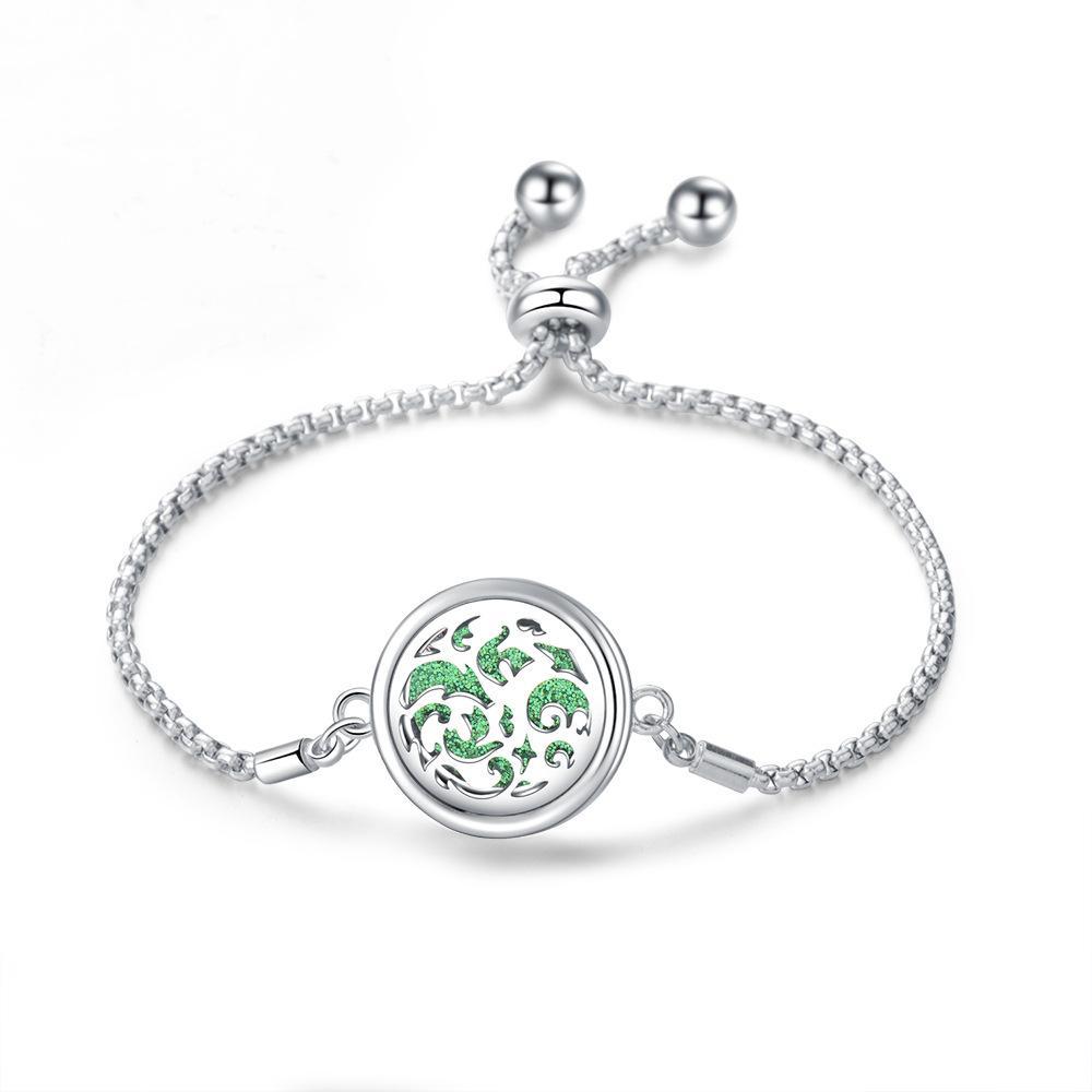 Stainless Steel Hollow Tree of Life Aromatherapy Bracelet Essential Oil Openable Adjustable Size Magnetic Bracelet Creative Couple Gifts