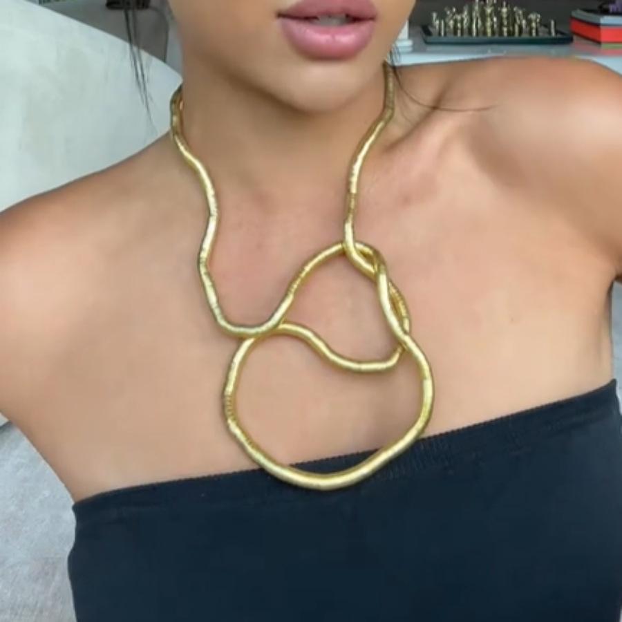 European style ladies double layer gold plated snake necklace Vintage double layer gold snake chain necklace