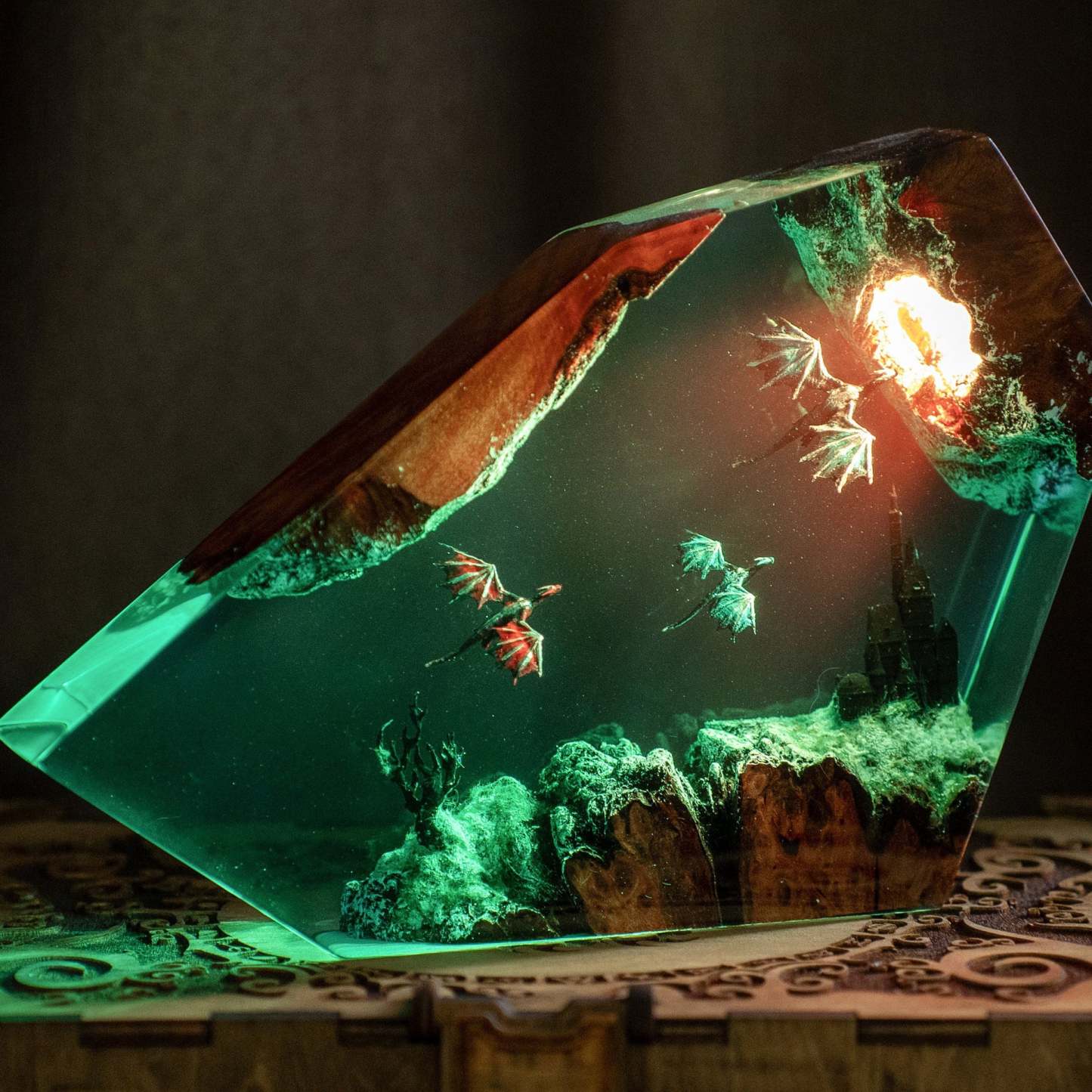 Fire Dragon And Ice Dragon Resin Lamp Dragon Resin Night Light 3D Dragon Night Light Lighting Home Gift For Him - soufeelus